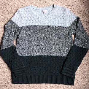 Ombré Teal Croft&Barrow Cable Knit Sweater Size M